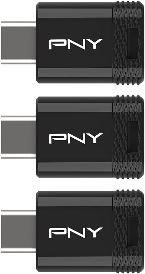 64GB PNY Elite-X Fit Type-C USB 3.2 Flash Drive – Up to 200MB/s Read, Advanced Performance, Convenient Portable Data Storage, Ultra Compact Fit Design, Type-C Connector, 3-Pack