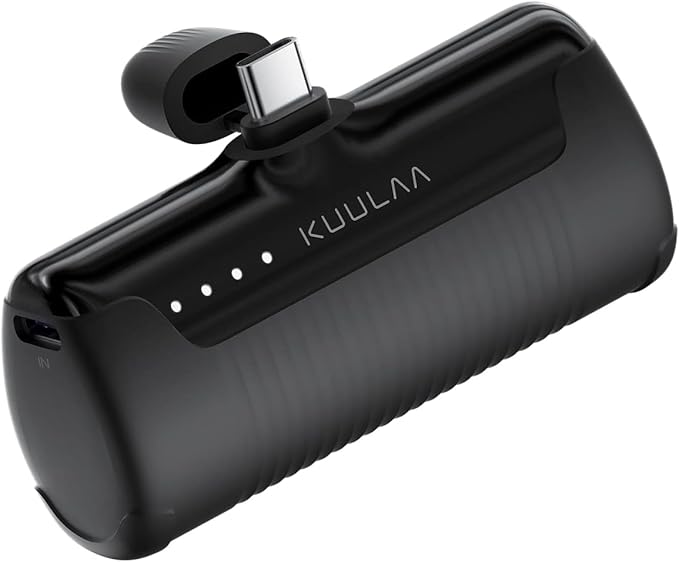 Kuulaa Portable Charger USB C Power Bank 4500mAh Small Portable Phone Charger Android Compact Plug in Battery Pack Portable Compatible with iPhone 15, Samsung Galaxy, Moto, LG, Pixel, Black