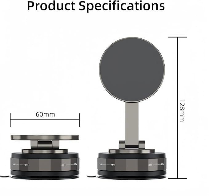 Car Phone Holder for Magsafe [180+LBS Suction & 3800gf Magnetic] 360° Rotatable Adjustable Car Phone Mount with Vacuum Suction Cup, Car Phone Holders for Your Car for iPhone Series & Android