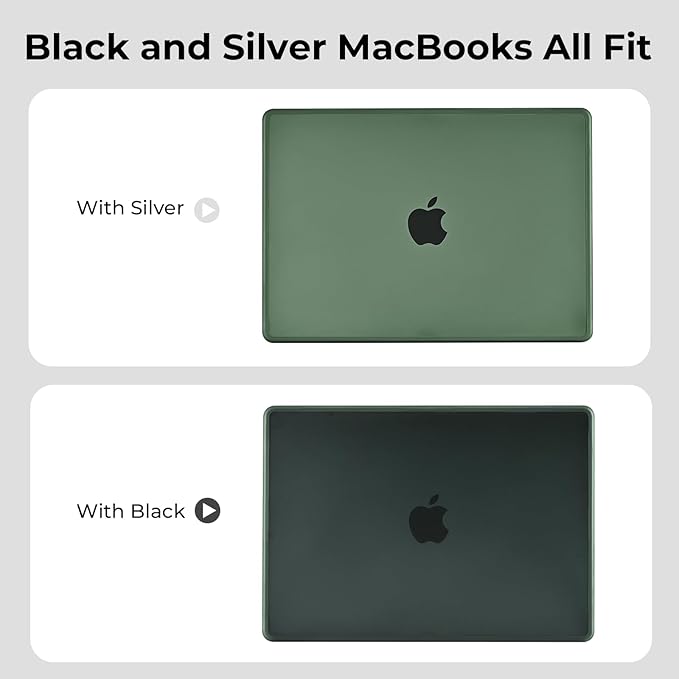 BlueSwan Anti-Cracking Hard Shell Case Compatible with MacBook Pro 14-inch M5 2026 2025-2021 Release M4 M3 M2 M1 Pro/Max Chip, Anti-Fingerprint Soft TPU Bumper, Frosted Midnight Green