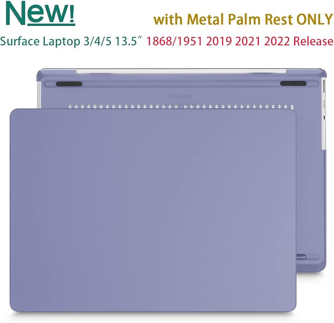 Case for 13.5" Microsoft Surface Laptop 5/4/3 with Metal Palm Rest ONLY 2019-2022 Release Models:1868/1951, Plastic Hard Shell Case with Keyboard Cover & Screen Protector, Lavender Gray