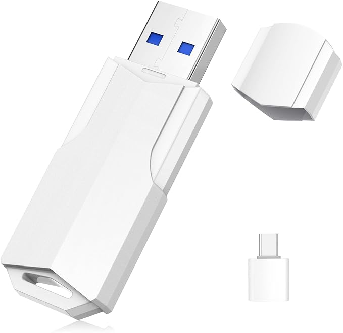 128GB Flash Drive USB 3.0 Thumb Drive with USB C Adapter and Lanyard,Memory Stick for Data Storage