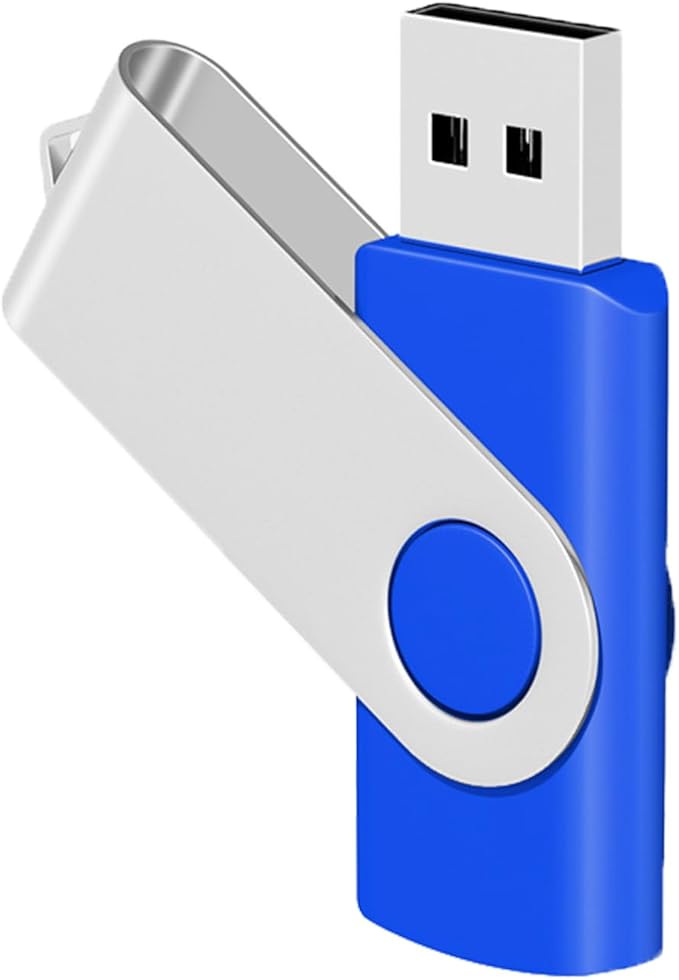 2GB USB Flash Drive 2-Pack EASTBULL USB 2.0 Drive Swivel USB Stick Memory Stick Metal Pen Drive (Black & Blue)
