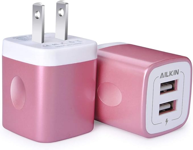 USB Wall Charger, Charger Block, AILKIN 2.1A Multiport Fast Charge Power Brick Cube for iPad, iPhone, iPod, Samsung Galaxy, Motorola, Moto, PS5, Huawei, HTC, LG, Nokia, USB A Charging Box, AC Adapter
