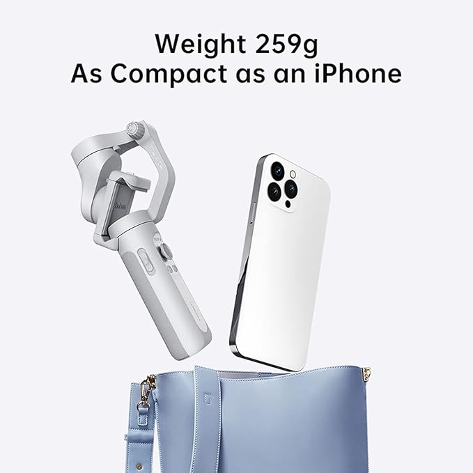 hohem iSteady XE KIT 3-Axis Smartphone Gimbal Stabilizer with Light for iPhone Android Phone for Vlog YouTube Live Video Record Handheld Folded Gimbla Stabilizer, Grey Combo
