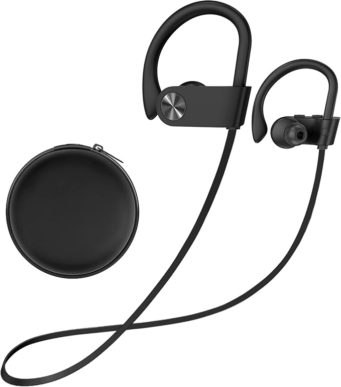 Stiive Bluetooth Headphones, 5.3 Wireless Sports Earbuds IPX7 Waterproof with Mic, Stereo Sweatproof in-Ear Earphones, Noise Cancelling Headsets for Gym Running Workout, 16 Hours Playtime - BlackGrey