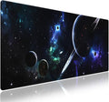 Extra Large Gaming & Office Mouse Pad (31.5" x 11.8") – Space Planets Navy Blue Galaxy, Premium Anti-Slip XXL Desk Mat with Durable Stitched Edges