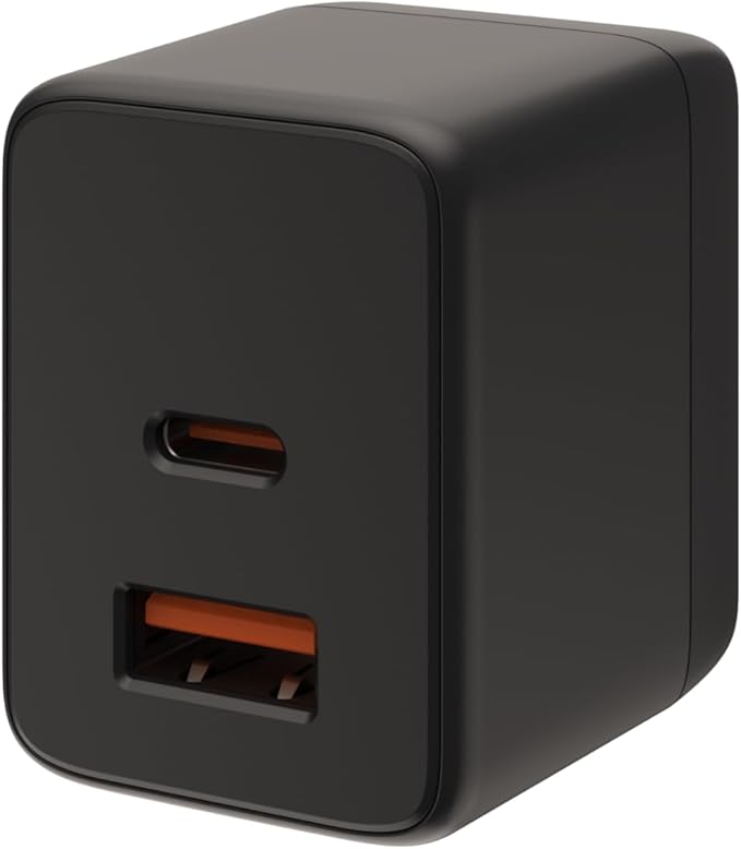 URBAN ARMOR GEAR UAG SRG 30W GaN 2-Port Wall Charger - USB USB-C Dual Port Foldable Compact Travel PD Quick Charging Power Adapter for Smartphone & Tablet, Black