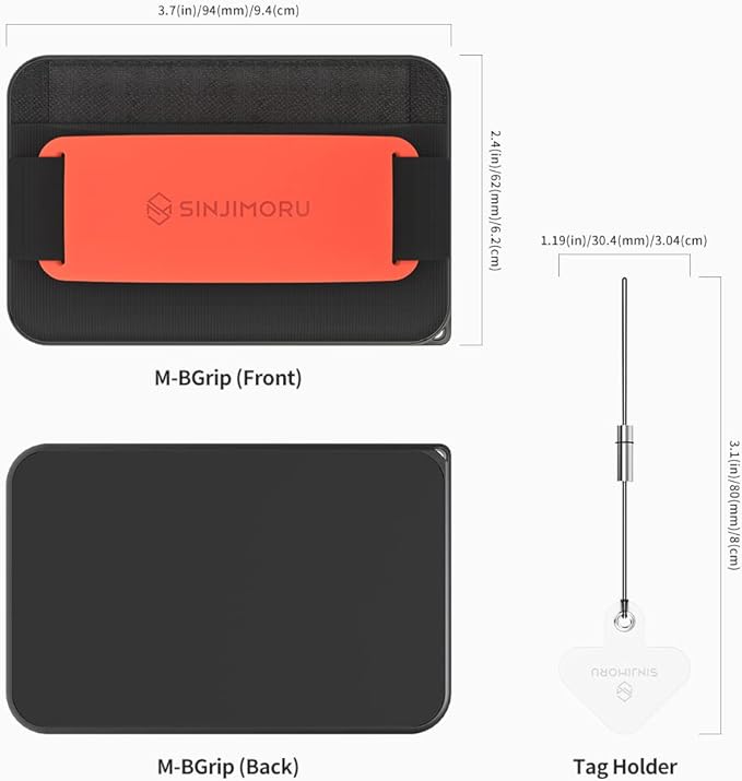 Sinjimoru for 3 in 1 MagSafe Wallet 2600g Magnetic Strength Phone Grip with Stretchy Fabric Secure Flap Anti-Drop Tag Holder for iPhone 16 15 14 13 12 M-BGRIP Clementine
