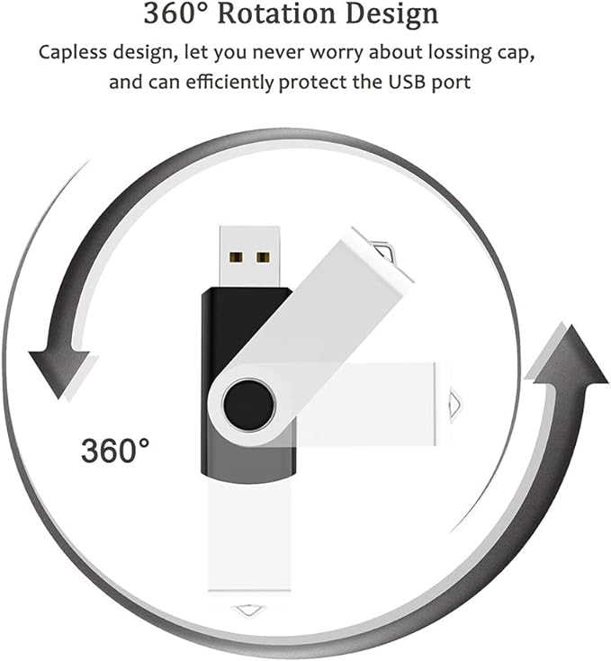 Maspen USB Flash Drive 64 GB, USB 2.0 Thumb Drive Memory Stick Swivel Zip Drive JumpDrive (64GB,Black)