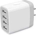 USB Charger Cube, Wall Charger Plug, AILKIN 4.8A 4-Muti Port USB Adapter Power Plug Charging Station Box Base Replacement for iPhone 15 14 13 12 16 Pro Max/X/17, iPad Samsung Phones Charging Block