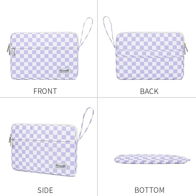 Canvaslife Laptop Sleeve Case Cover with Pocket for MacBook Pro 14 inch and 14 inch-14.4 inch HP, Lenovo, Dell, ASUS, Acer Notebook Computer (Purple Checker)