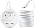 NTONPOWER Long Extension Cord 15FT, 1875W/15A 2 Prong to 3 Prong Outlet Adapter, 3 Outlets 2 USB Ports, Wall Mount 2 Prong Power Strip Flat Plug, 3 to 2 Prong Outlet Adapter for Old House, Office