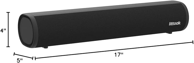 LITTOAK Sound Bar for TV, BT 5.0 Soundbar, 50 Watt 16 Inch Soundbars for Home Audio, Gaming, Projectors, TV Speakers Supports HDMI ARC/Optical/RCA/USB/AUX in and Sub Out Connection, Wall Mountable