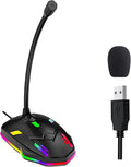 USB Computer Microphone with Mute Button&RGB Glowing Light Compatible with PC Laptop Desktop Win/Mac PS4/5,Play&Plug Gooseneck Microphone,Ideal Condenser Mic for Game,Podcast,Vocal,YouTube-M9