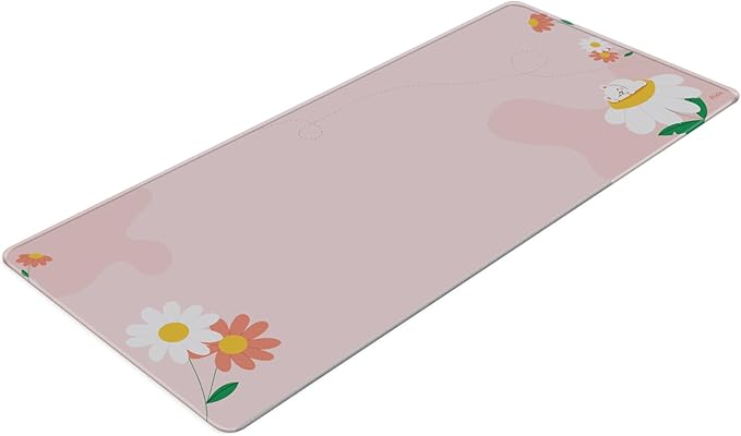 Pixio Mouse Pads - 36 x 16 inch XXL Sleepy Bear Flower Pink Multifunctional Large Desk Mats for Gaming, Office, Desktop Anti-Slip Waterproof Washable Computer Mouse Mat