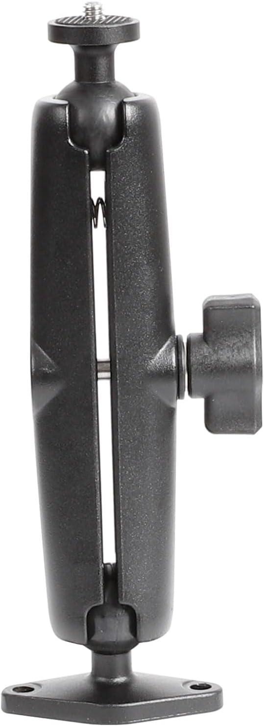 xik Heavy Duty 1/4"-20 Thread Mount: 5.91 inch Aluminum Long Arm with Double Ball Head & 1" Ball- Rhombic Base - Fits DSLR Camera, CCTV, Action Cam, Projector, Security Camera (Wall/Desk/Car/Boat)