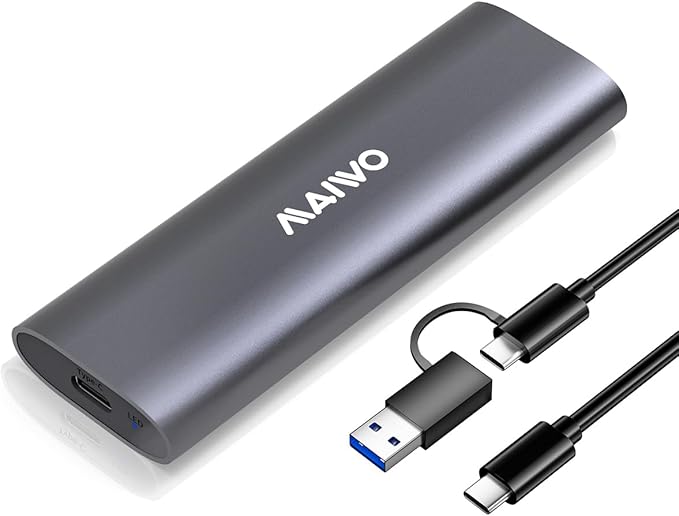 MAIWO M.2 NVMe SSD Enclosure, USB 3.1 GEN2 10Gbps Tool Free USB C to M.2 NVMe SSD Adapter Reader Case, Support UASP Trim, 8TB Capacity, Aluminum