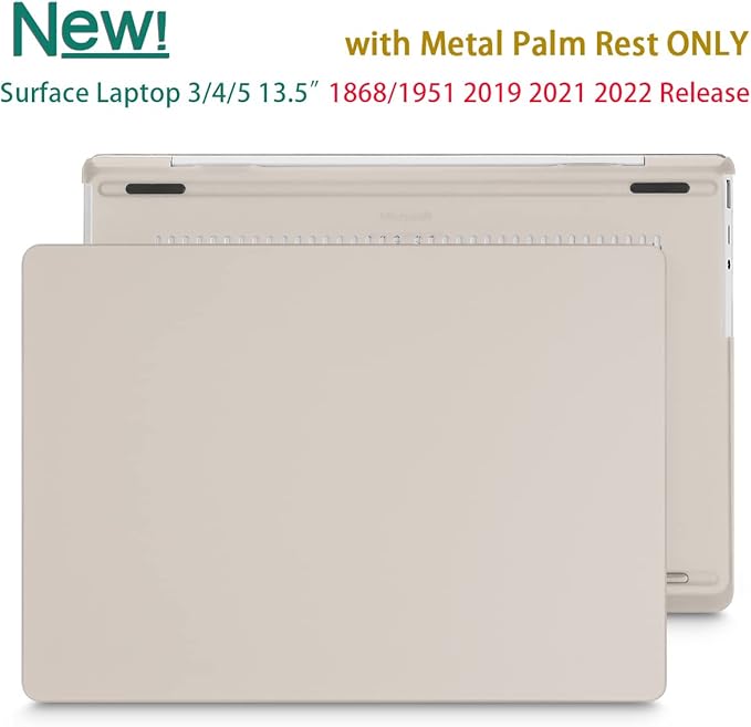 Case for 13.5" Microsoft Surface Laptop 5/4/3 with Metal Palm Rest ONLY 2019-2022 Release Models:1868/1951, Plastic Hard Shell Case with Keyboard Cover & Screen Protector, Rock ash