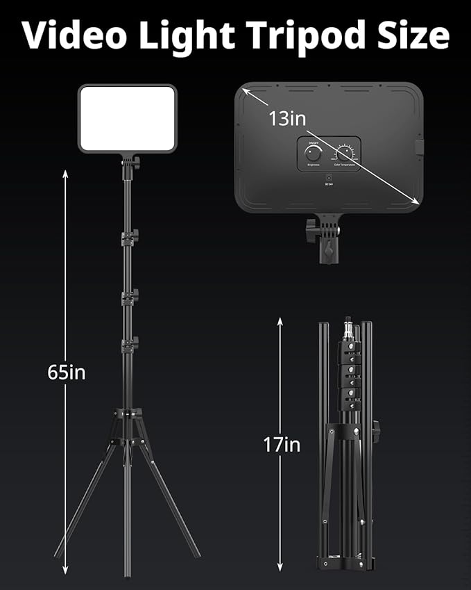 UBeesize LED Video Light Kit, Photography Lighting, 13" Studio Lights with 65" Tripod Stand and Phone Holders, Podcast Lighting for Video Recording, Make up, Live Streaming, Tiktok, YouTube