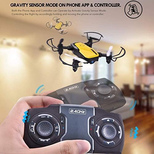 SIMREX Mini Drone with 720P Camera for Kids & Beginners - Foldable RC Quadcopter, Optical Flow Positioning, Altitude Hold, 3D Flip, 2 Batteries 20Min Flight, Safe & Easy Indoor Outdoor Flying Toy Gift(Yellow)