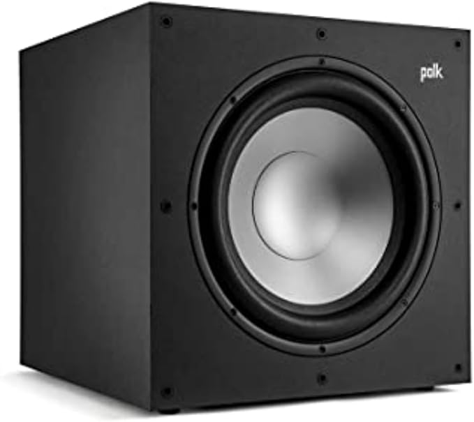 Polk Monitor XT12 Powered Sub - 12" Balanced Woofer & 100W Class A/B Amplifier, Low-Resonance MDF Cabinet & Removable Grille, Dolby Atmos & DTS:X Compatible, Home Theater Subwoofers, Midnight Black