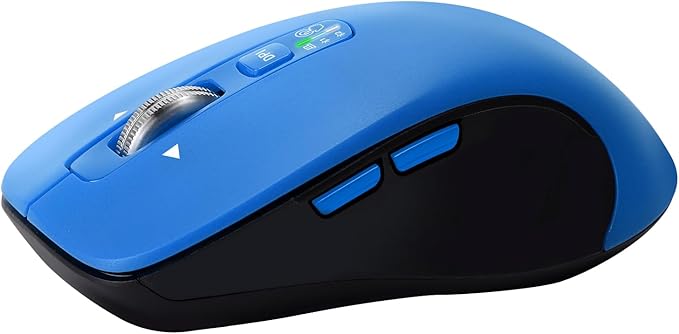 CITLLA Wireless Bluetooth Mouse (USB + BT1 + BT2), Full Size, 4-Way Scrolling, Multi-Device Silent Mouse for Computer, Laptop, iPad, MacBook (Blue)