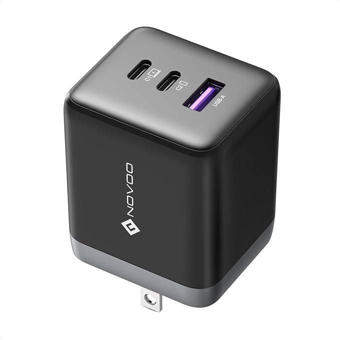 NOVOO 100W USB C Charger Block (GaN III), 3-Port Fast Foldable Compact Wall Charger for MacBook Pro/Air, Dell XPS 13, iPad Pro, Galaxy S24/S23, iPhone 16/15 Pro and More