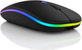 Wireless Mouse for Laptop & PC – Magic, Bluetooth, Rechargeable USB-C, Slim Design with RGB Backlight, Dual Mode 2.4GHz for MacBook, iPad (Jet Black)