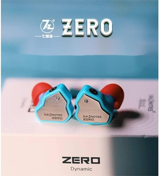 Linsoul 7Hz Salnotes Zero HiFi 10mm Dynamic Driver in-Ear Earphone IEM with Metal Composite Diaphragm Stainless Steel Faceplate Detachable 2Pin OFC Cable (Blue, with Mic, 3.5mm)