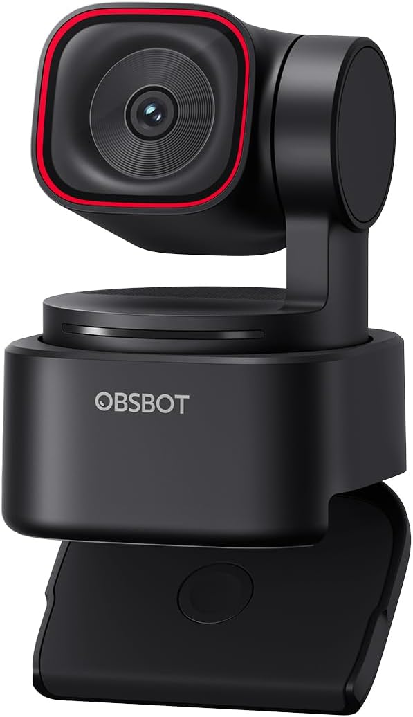 OBSBOT Tiny 3 Lite AI-Powered Spatial Audio 4K Webcam, 1/2" Sensor Tri-Mic Voice Control Gesture Control HDR Webcam for PC Laptop Zoom Meeting