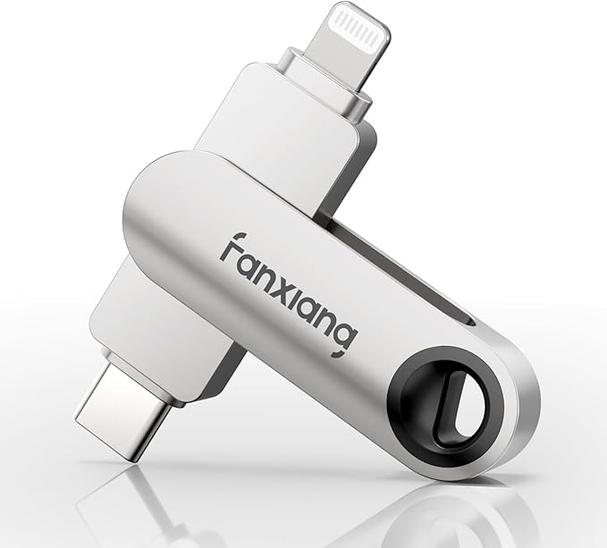 fanxiang 128GB Flash Drive for iPhone/iPad, 2-in-1 Photo Stick USB Memory Stick Thumb Drive, External Storage for Photos, Music, Videos- Compatible with Lightning/USB Type-C, MFi Certified