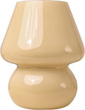 BSOD Mushroom Lamp,Vintage Glass Mushroom Bedside Table Lamps Yellow Murano Style Small Nightstand Desklamp Swirl Light for Home Decor, Dining, Living, Bedroom, Gift (Bright Yellow)