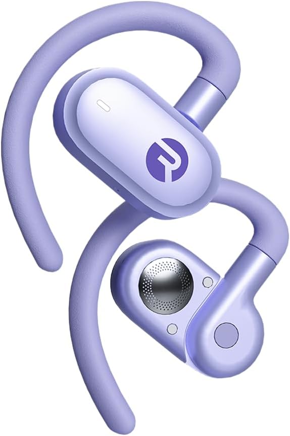 Raycon Fitness Open Ear Earbuds – Open Ear Headphones, Earbuds Wireless Bluetooth, Running Headphones, Sweat & Water-Resistant Earphones, 40 Hours Battery Life (Purple)