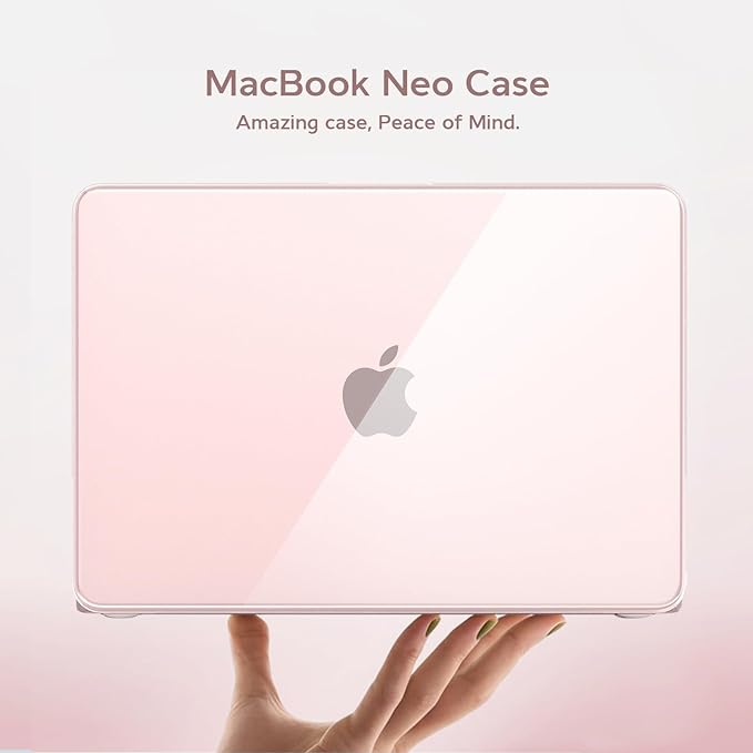 B BELK for MacBook Neo Case 13 inch 2026 (A18 Pro, Model A3404), Slim Protective Laptop Hard Shell Case with Keyboard Cover & Screen Protector, 1:1 Precision Fit & Anti-Yellowing, Crystal Blush