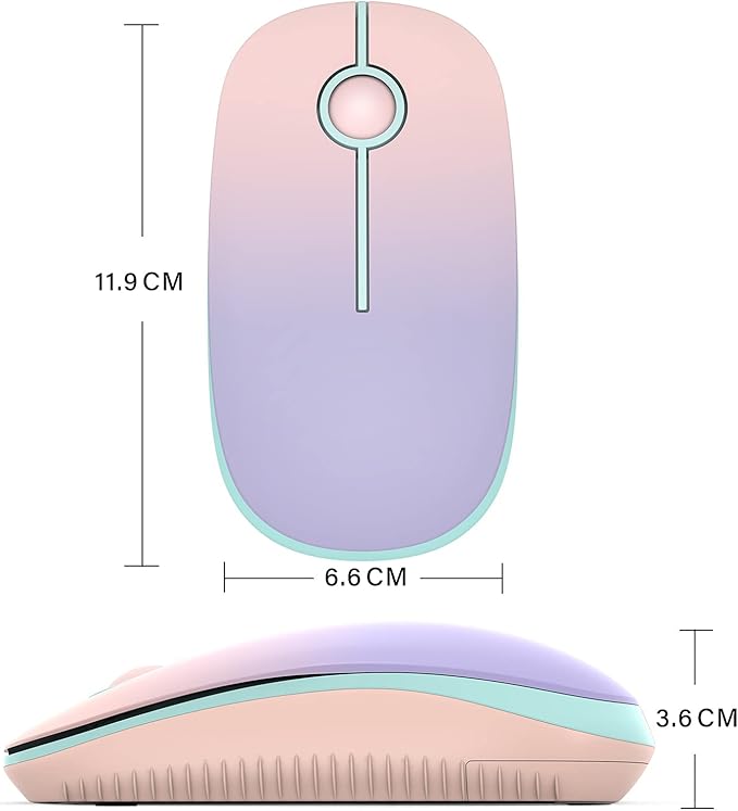 Unipows Wireless Mouse - 2.4G Slim Portable Computer Mouse with Nano Receiver, Less Noise Mobile Optical Mice for Notebook, PC, Laptop, Computer, Mac (Gradient Pink to Purple)