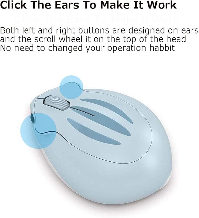 2.4GHz Wireless Mouse Cute Hamster Shape Less Noice Portable Mobile Optical 1200DPI USB Mice Cordless Mouse for PC Laptop Computer Notebook MacBook Kids Girl Men Women Mom Dad Gift (Blue)