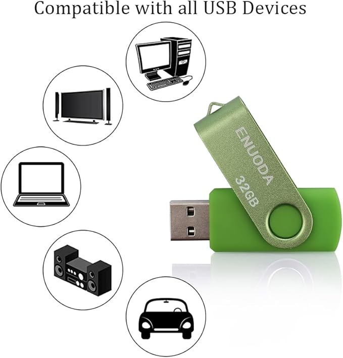 32GB Flash Drive 5 Pack ENUODA Thumb Drives 32GB Swivel Design USB 2.0 Memory Stick Jump Drive Pen Drive for Storage and Backup (5 Colors)