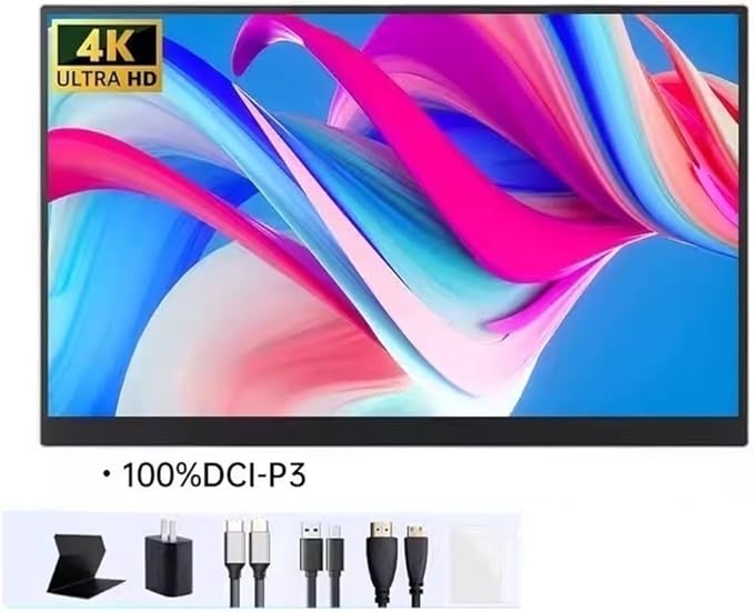 Portable Laptop Monitor 15.6 Inch Portable Monitor Full HD 4K Resolution 16:9 Multi-Function Extended Screen Gaming Display