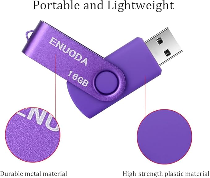 16GB Flash Drive 2 Pack ENUODA Thumb Drives 16GB USB 2.0 Memory Stick Jump Drive Pen Drive for Storage and Backup (Blue Purple)