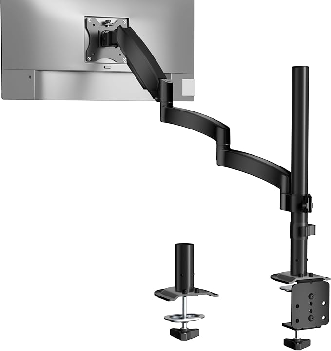 WALI Single Long Monitor Arm - Computer Monitor Arm Desk Mount for 13-32 inch, Hold up to 19.8lbs, Extra Long Adjustable Stand, Full Motion Tall Arm, VESA 75/100mm, (GSDM001L)