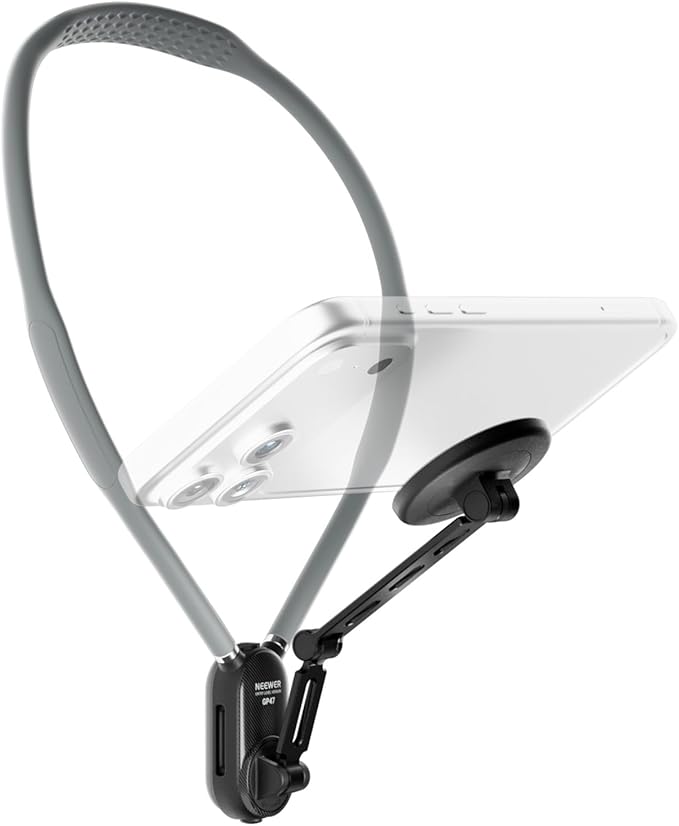 NEEWER Magnetic Phone Neck Holder, Quick Release Cell Phone Chest Mount Stand Adjustable Compatible with MagSafe iPhone Samsung Android, Accessories Kit for POV Vlogging Selfies Video Recording, GP47
