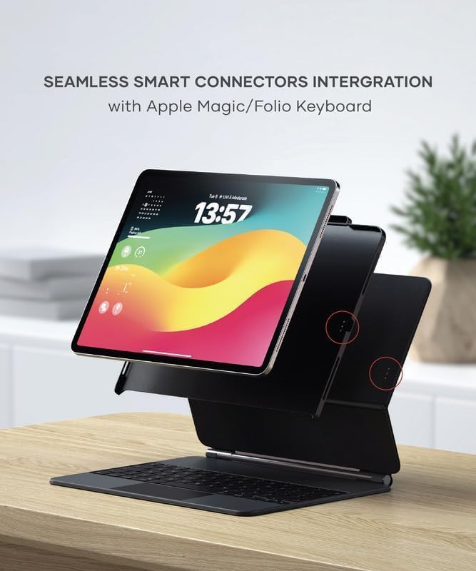 Satechi iPad Pro 12.9 inch case M2/M1, Magnetic iPad Vegan Leather case with Apple Pencil 2 Charging, Compatible with Apple Folio, Magic Keyboard - Black