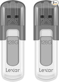 Lexar 128GB 2-Pack JumpDrive V100 USB 3.2 Gen 1 Flash Drive for Storage Expansion and Backup, Up To 100MB/s Read, Gray (LJDV100128G-B2HNU)