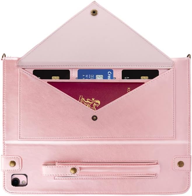 Case for iPad Air 3rd Gen/iPad Pro 10.5/iPad 10.2, Techcircle Smart Folio Stand PU Leather Cover with Hand Strap, Crossbody iPad Case w/Pencil Holder Card Slots Envelope Pocket Wallet Case, Rose Gold