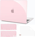 B BELK Compatible with MacBook Air 13 inch Case 2022 2021 2020 2019 2018 A2337 M1 A2179 A1932, Plastic Laptop Hard Shell+ Keyboard Cover+Screen Protector for MacBook Air 13.3 inch Case, Crystal Pink