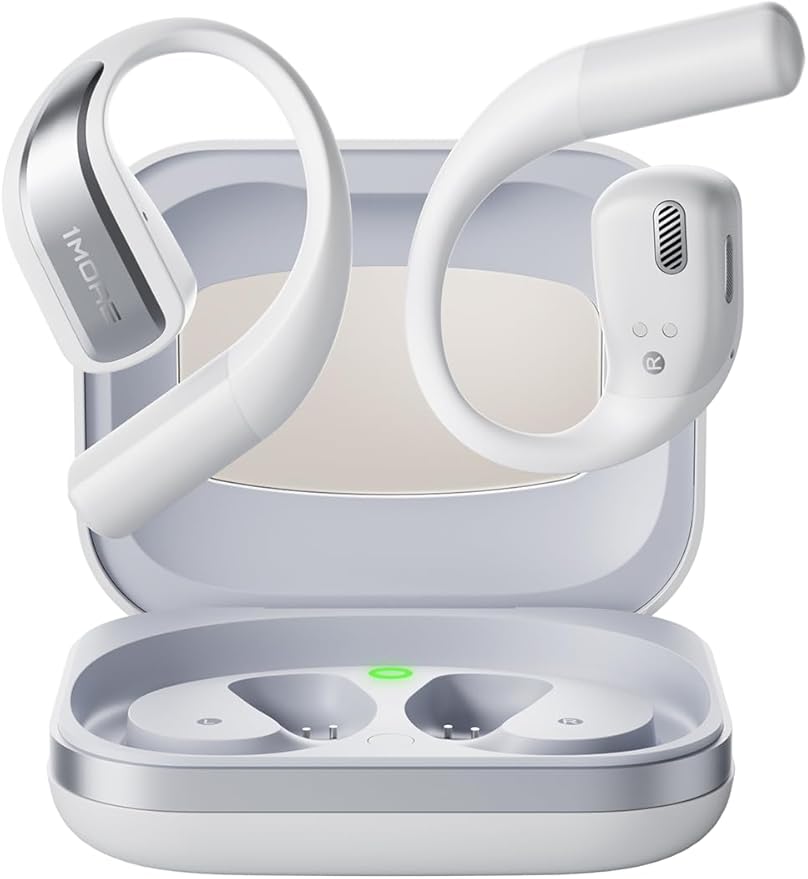 1MORE S70 Open Ear Earbuds Wireless Bluetooth, 40H Battery IPX5 Waterproof, Comfortable Lightweight Headphones for Running Gym Sports, App Control, Clear Calls, White