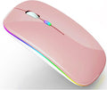 PEIBO Wireless Bluetooth Mouse, 7-Color LED, Built-in Battery, Ergonomic Design, Compatible with iPad, MacBook, Windows Laptops - Rose Gold