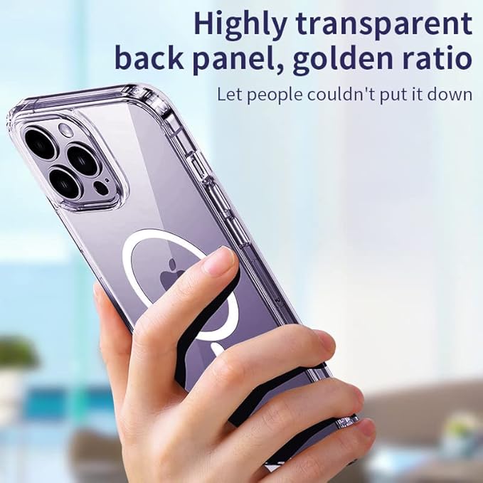 Strong Magnetic Translucent for iPhone 14 pro max Case [10Ft Military-Grade Protection] Compatible with Magnetic Shockproof Slim Thin Cover 6.7 inch Translucent