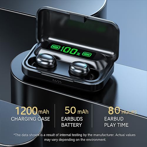 Wireless Earbuds, Bluetooth 5.3 Headphones, Touch Control Noise Cancellation, HiFi Stereo with LED Display Charging Case, Suitable for Fitness/Running/Work